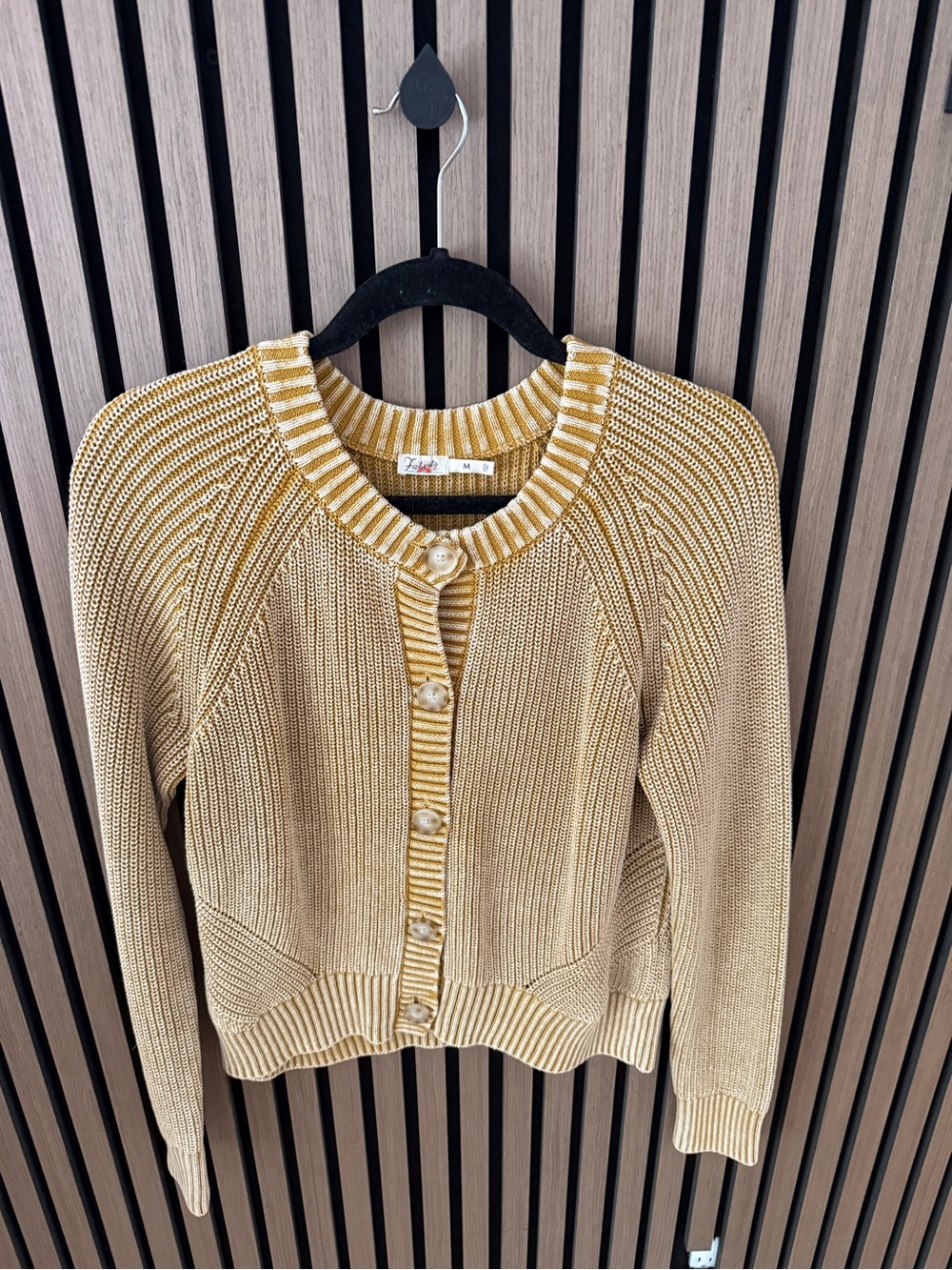 Faherty Golden Yellow Ribbed Button Cardigan